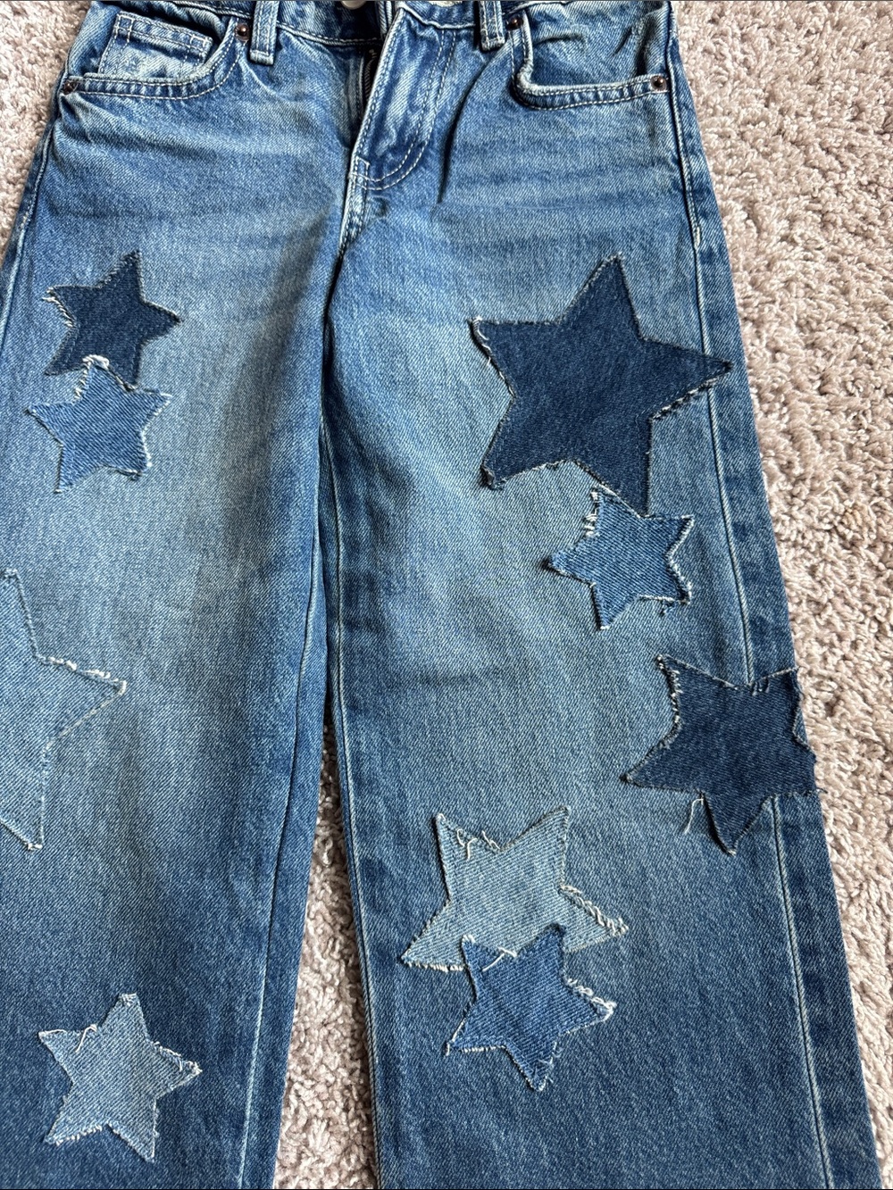 Zara Kids Denim Jeans with Star Patches - Blue - Picture 2 of 10